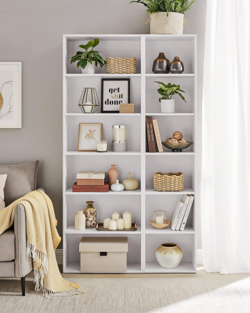 Biblioteca 6 rafturi, in stil scandinav, rafturi ajustabile, PAL, 60x24x179 cm, alb [6]