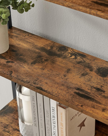 Biblioteca 60x24x186 cm, 6 rafturi, stil industrial, PAL si otel, maro rustic-negru [3]