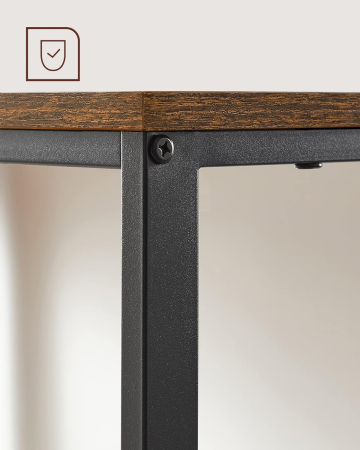 Birou cu 2 rafturi pe stanga sau dreapta, cadru din otel, 50x100x75cm, industrial, maro rustic si negru [8]