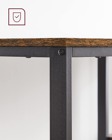 Birou cu 2 rafturi pe stanga sau dreapta, cadru din otel, 60x120x75cm, industrial, maro rustic si negru [4]