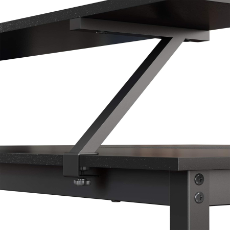 Birou in forma de L cu suport pentru monitor, cadru metalic, 140x130x76cm, negru [5]