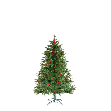 Articole pentru casă - Brad artificial – 120 cm – PE/PVC – cu bobițe roșii