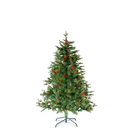 Articole pentru casă - Brad artificial – 150 cm – PE/PVC – cu bobițe roșii