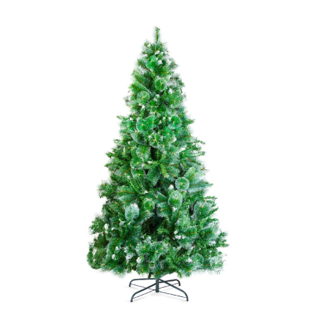Articole pentru casă - Brad artificial – 210 cm – argintiu cu ramuri dese – PVC – înzăpezit