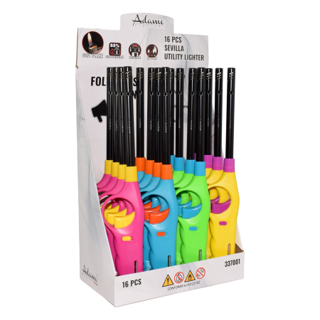 Brichetă pe gaz - reincarcabilă - culori multiple - 27 cm - 16 buc/ display [1]