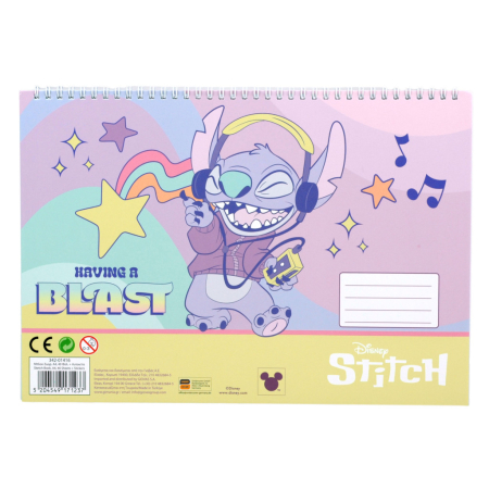 Caiete și blocuri de desen - Caiet de schițe A/4 cu spiră și autocolante, 40 pagini Lilo & Stitch