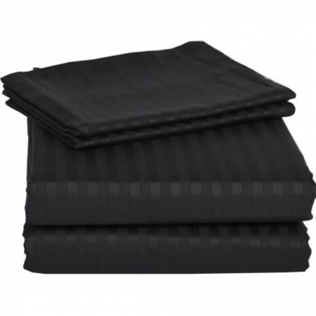 Cearceaf de pat - Cearceaf de pat bumbac 100 % damasc-negru