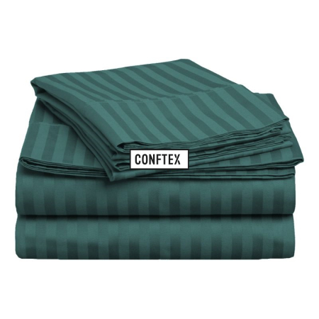 Cearceaf de pat - Cearceaf de pat bumbac 100 % damasc-verde petrol