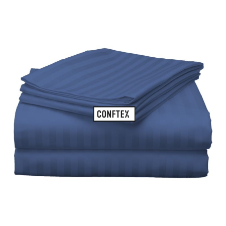 Cearceaf de pat - Cearceaf de pat policoton damasc - albastru