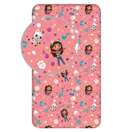 Lenjerii de pat pentru copii - Cearșaf cu elastic pentru copii Gabby's Dollhouse, 90x200cm