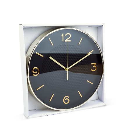 Ceas de perete - 25 cm - plastic, sticlă - 1 x AA - negru [2]