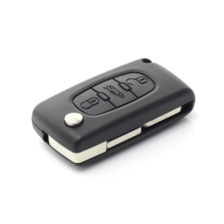 Citroen / Peugeot 406 - Carcasa tip cheie briceag cu 3 butoane, lama NE78-SH3 cu suport baterie si buton portbagaj [8]