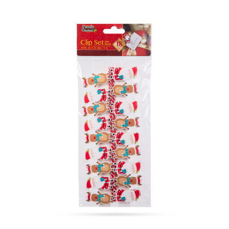 Cleme de Crăciun cu panglică - Moș Crăciun - 22 x 35 mm - 18 buc, 2 m / pachet [4]