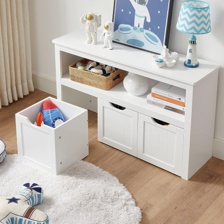 Comoda cu spatiu depozitare jucarii, 3 dulapuri mobile, 102x30x60 cm, alb [6]