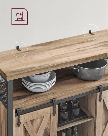 Comoda pentru living sau bucatarie, cu 2 usi glisante, rafturi reglabile, stil rustic, 33x100x80 cm, maro [3]