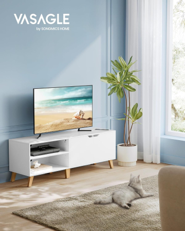 Comode - Comoda pentru TV de pana la 65 inch, cu 2 usi si raft reglabil, 40x140x50 cm, alb