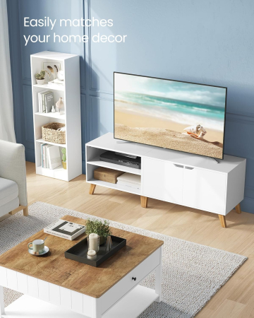 Comoda pentru TV de pana la 65 inch, cu 2 usi si raft reglabil, 40x140x50 cm, alb [1]