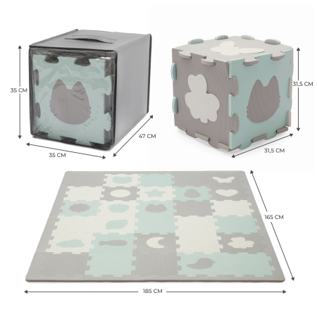 COVORAS DE JOACA KINDERKRAFT LUNO SHAPES, PUZZLE 3D, SPUMA, MINT [6]