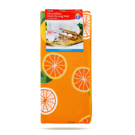 Articole pentru casă - Covoraș de uscare vase din microfibră - 38 x 51 cm - model portocaliu