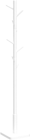 Cuier pentru haine, din lemn masiv, tip pom, cu 8 carlige, baza patrata, 175cm, alb [2]