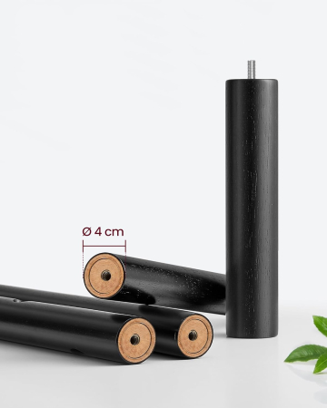 Cuier pentru haine, din lemn masiv, tip pom, cu 8 carlige, baza patrata, 175cm, negru [2]