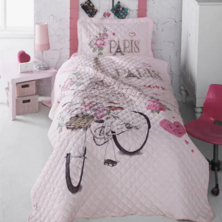 Textile pentru casă - Cuvertură de pat clasy-matlasată o persoană-paris love