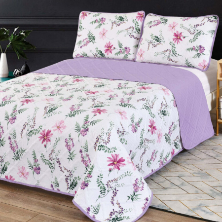 Textile pentru casă - Cuvertură pat imprimată + 2 fețe de pernă (cvi14)