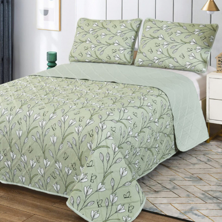 Textile pentru casă - Cuvertură pat imprimată + 2 fețe de pernă (cvi15)