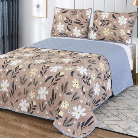 Textile pentru casă - Cuvertură pat imprimată + 2 fețe de pernă (cvi17)