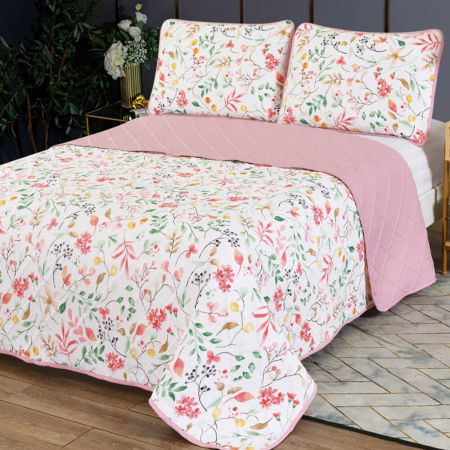 Textile pentru casă - Cuvertură pat imprimată + 2 fețe de pernă (cvi18)