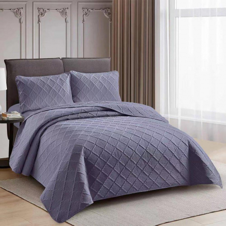 Textile pentru casă - Cuvertură pat uni + 2 fețe de pernă – antracit