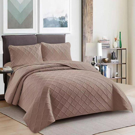 Cuvertură de pat - Cuvertură pat uni o persoană + o față pernă (maro)