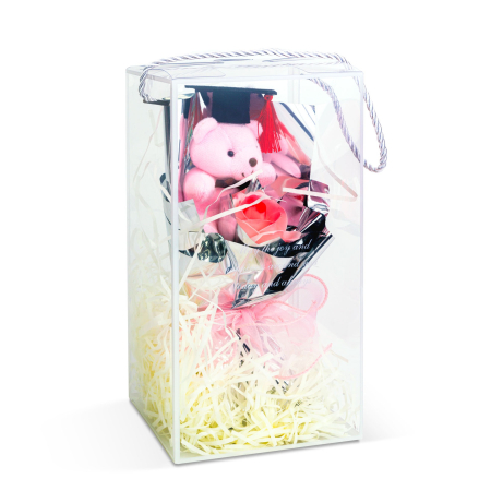 Decor cu floare artificială - trandafir cu ursuleț - 14 x 10,5 x 26 cm [3]
