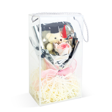 Decor cu floare artificială - trandafir cu ursuleț - 14 x 10,5 x 26 cm [5]
