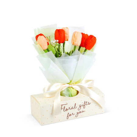 Decorațiuni, idei de cadouri - Decor cu plante artificiale - lalele - 24,5 x 11,5 x 40 cm