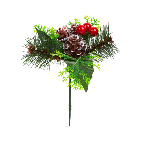 Produse de Crăciun - Decor de Crăciun - con, și fructe de pădure roșii - 8 x 20 cm