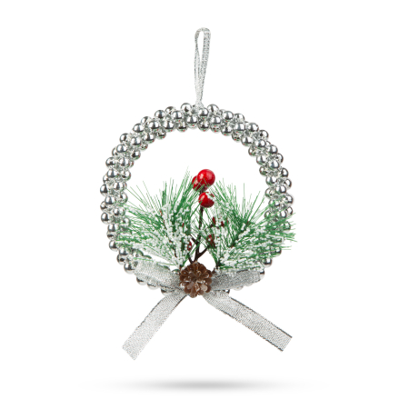 Decor de Craciun - coroana argintie - 10 cm [1]