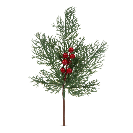 Produse de Crăciun - Decor de Craciun - creanga de pin cu fructe de padure rosii - 35 cm