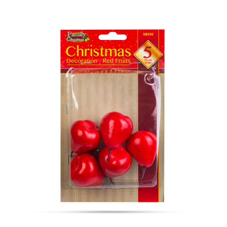 Decor de Craciun - fructe rosii - 6 cm - 5 buc/pachet [1]