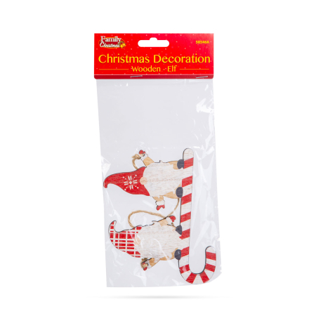 Decor de Craciun - Lemn, spiridus rosu - 15 cm [2]