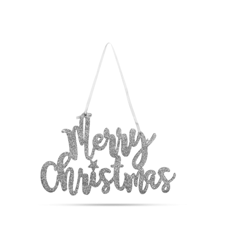 Decor de Crăciun - "Merry Christmas" - 20 x 12 cm - argintiu [1]