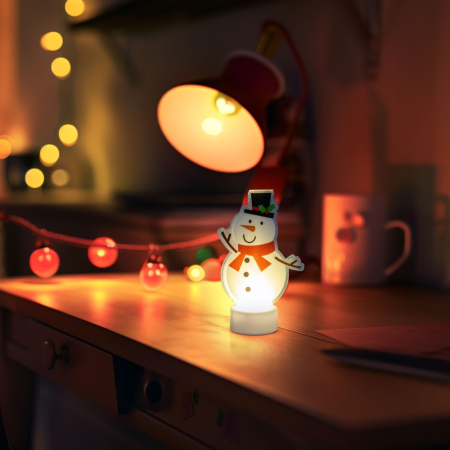 Decoratiuni si accesorii LED - Decor LED - Alb cald - Om de zăpadă - cu baterii