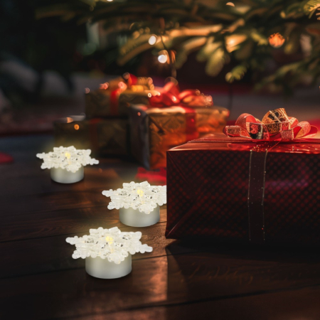 Articole pentru casă - Decor LED cu cristale de gheață - cu baterie - 4 buc/pachet