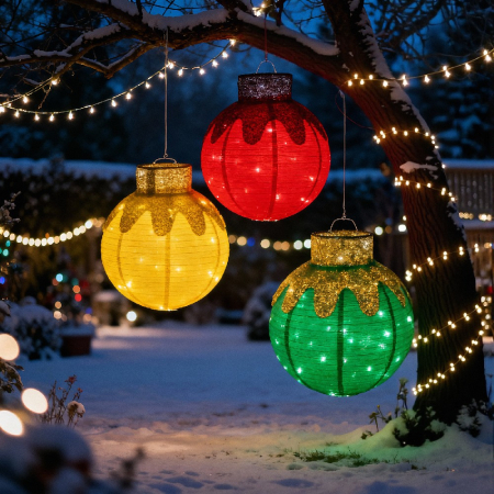 Decor Luminos Crăciun - Ornament Sferic - 60 LED - 60 x 83 cm - Auriu - 100-240 V AC [4]