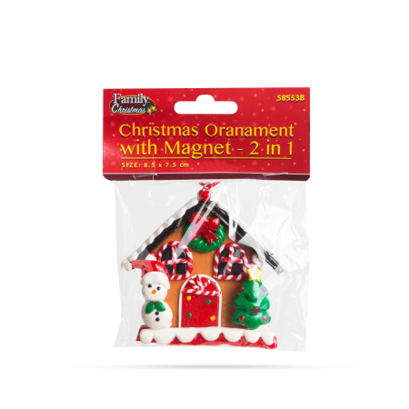 Decor magnetic de Craciun - 2 in 1 - casa de turta dulce cu om de zăpadă - 85 x 75 mm [3]