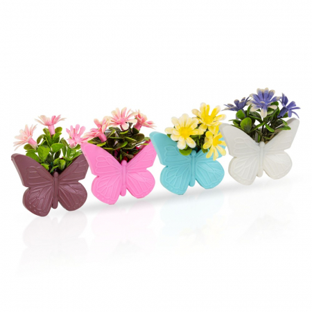 Decorațiuni, idei de cadouri - Decor plante artificiale - fluture - magnetic - 8 x 8 cm - 4 tipuri