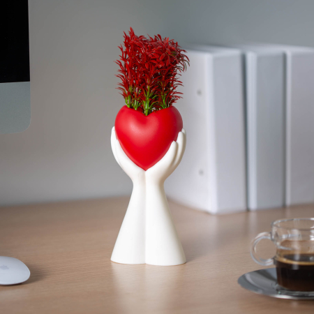 Decorațiuni, idei de cadouri - Decor plante artificiale - roșu, inimă - 10 x 35 cm