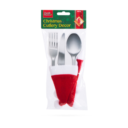Decor tacâmuri de Crăciun - Pălărie de Moș Crăciun - 17 cm - 3 tipuri - 6 buc./pachet [3]