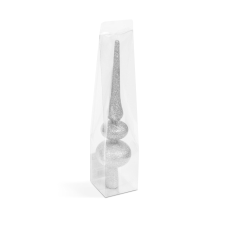Produse de Crăciun - Decor vârf de brad de Crăciun - argintiu, sclipitor - 30 x 7 cm