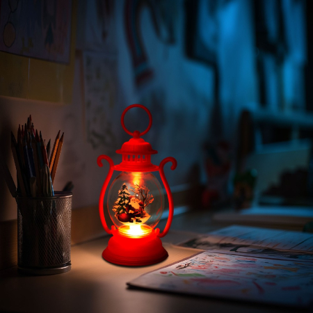 Articole pentru casă - Decorațiune de Crăciun – felinar cu LED – model Moș Crăciun – roșu – 16,5 x 7 cm